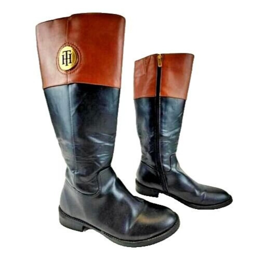 Tommy Hilfiger Imina 3  Closed Toe Fashion Boots Black/Brown 6M Woman's